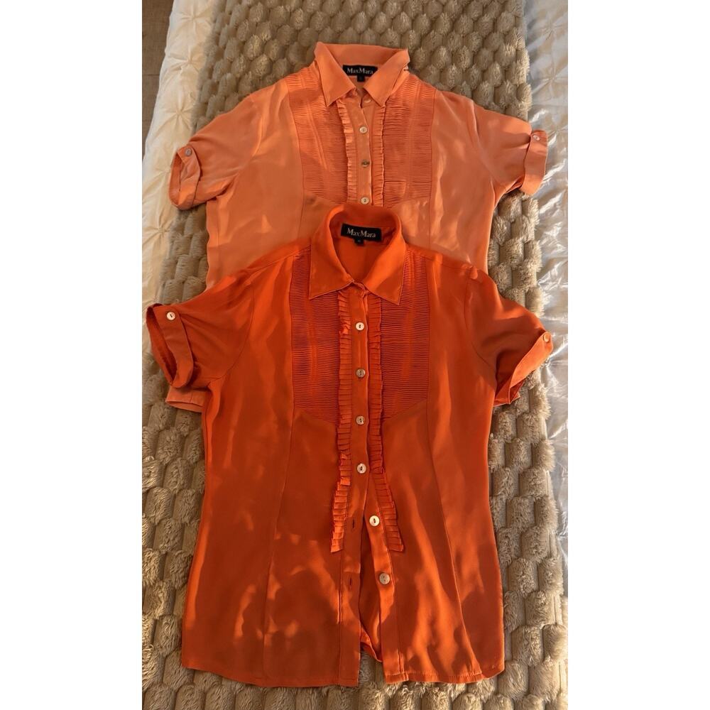 Max Mara Women's 2 Career Coral Blouses Made in Italy Size M